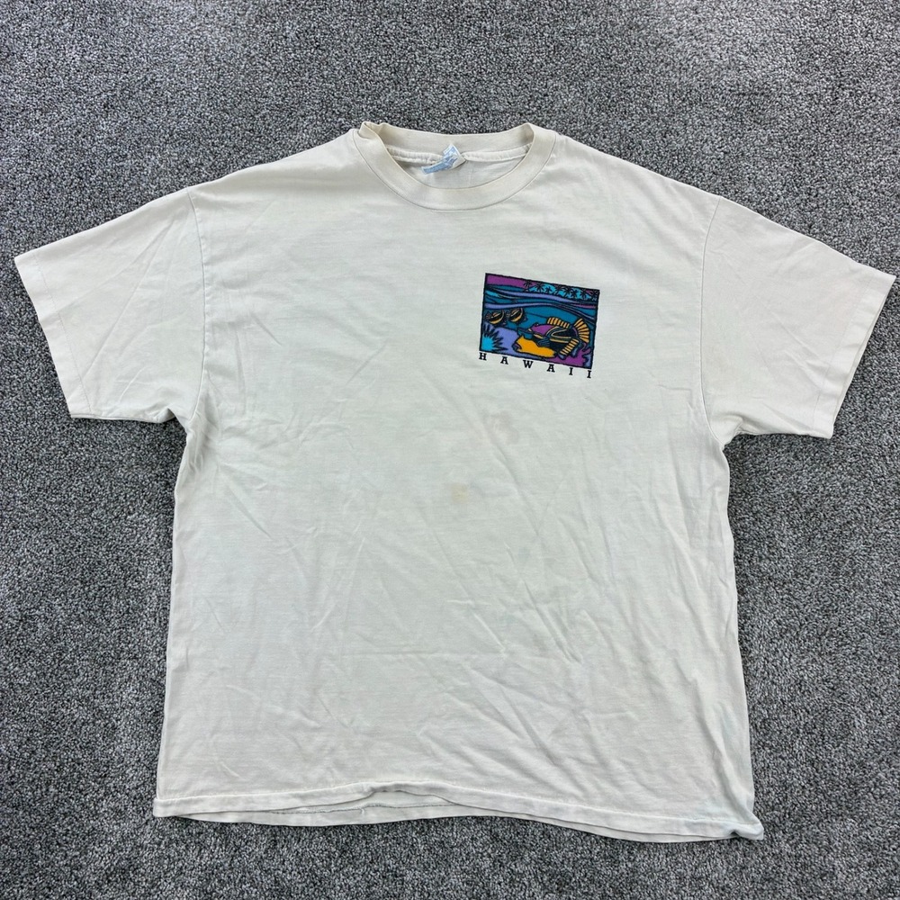 Vintage Save Our Reef Hawaii Shirt Mens XL White Beach Scuba Diving Nature